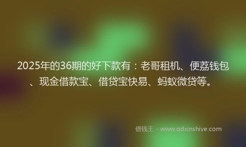 2025年的36期的好下款有：老哥租机、便荔钱包、现金借款宝、借贷宝快易、蚂蚁微贷等。