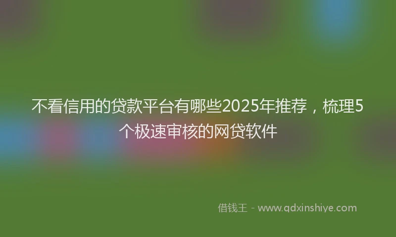 不看信用的贷款平台有哪些2025年推荐，梳理5个极速审核的网贷软件