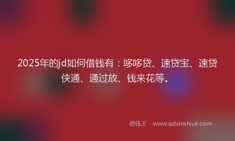 2025年的jd如何借钱有：哆哆贷、速贷宝、速贷侠通、通过放、钱来花等。