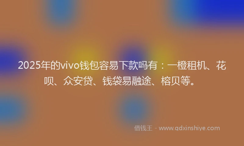 2025年的vivo钱包容易下款吗有：一橙租机、花呗、众安贷、钱袋易融途、榕贝等。