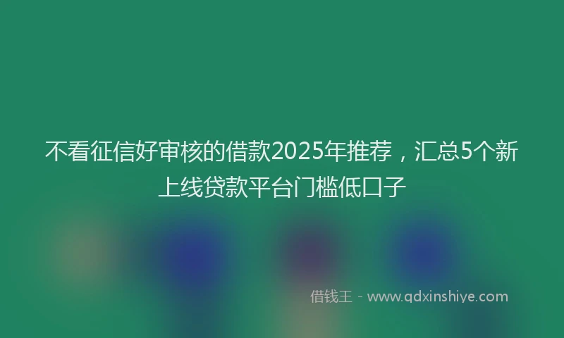 不看征信好审核的借款2025年推荐，汇总5个新上线贷款平台门槛低口子