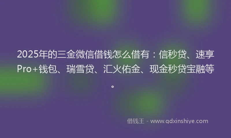 2025年的三金微信借钱怎么借有：信秒贷、速享Pro+钱包、瑞雪贷、汇火佑金、现金秒贷宝融等。