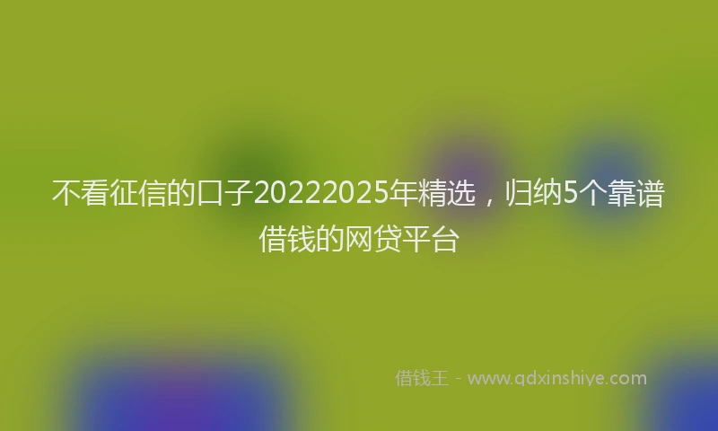 不看征信的口子20222025年精选，归纳5个靠谱借钱的网贷平台