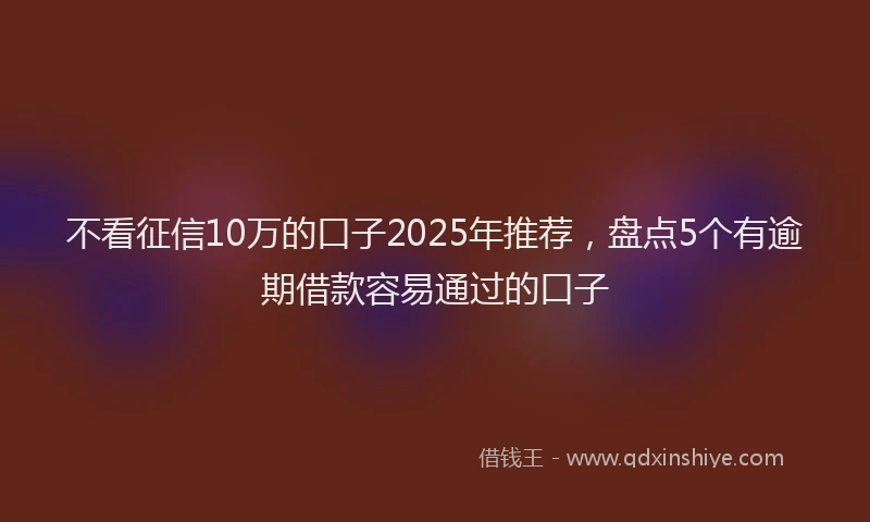 不看征信10万的口子2025年推荐，盘点5个有逾期借款容易通过的口子