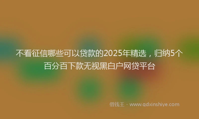 不看征信哪些可以贷款的2025年精选，归纳5个百分百下款无视黑白户网贷平台