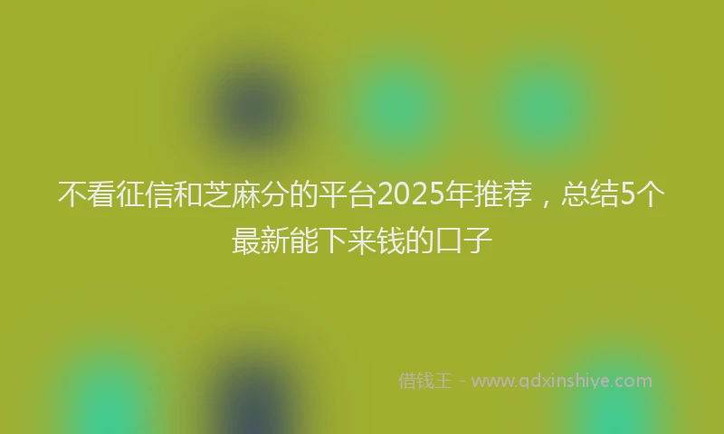 不看征信和芝麻分的平台2025年推荐，总结5个最新能下来钱的口子