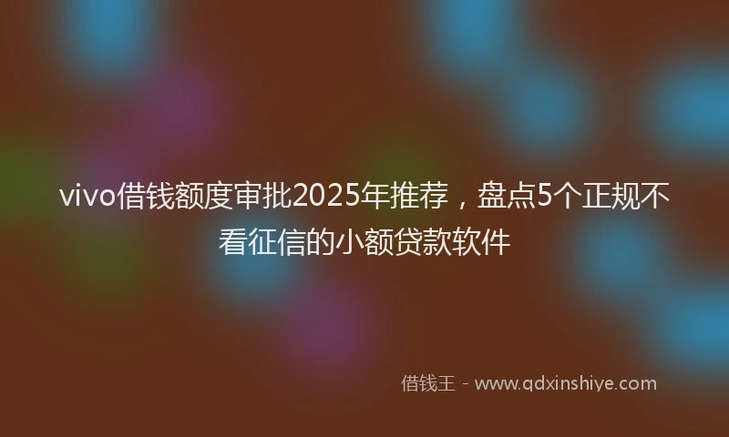 vivo借钱额度审批2025年推荐，盘点5个正规不看征信的小额贷款软件