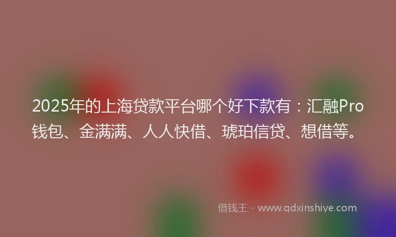 2025年的上海贷款平台哪个好下款有：汇融Pro钱包、金满满、人人快借、琥珀信贷、想借等。