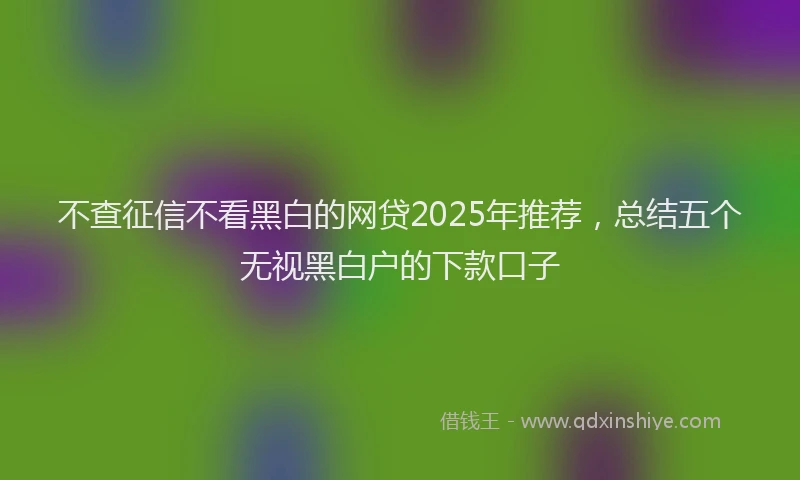 不查征信不看黑白的网贷2025年推荐，总结五个无视黑白户的下款口子