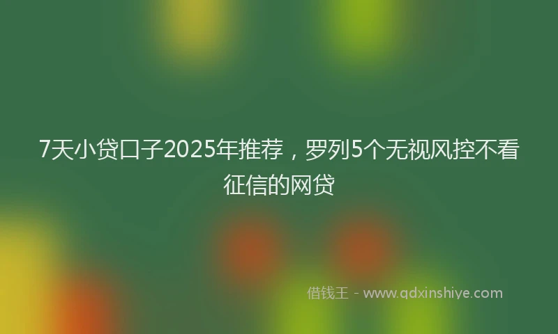 7天小贷口子2025年推荐，罗列5个无视风控不看征信的网贷