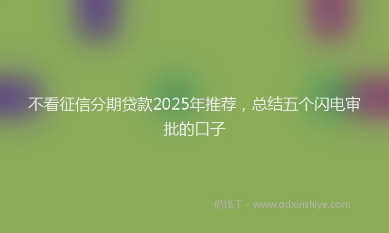 不看征信分期贷款2025年推荐，总结五个闪电审批的口子