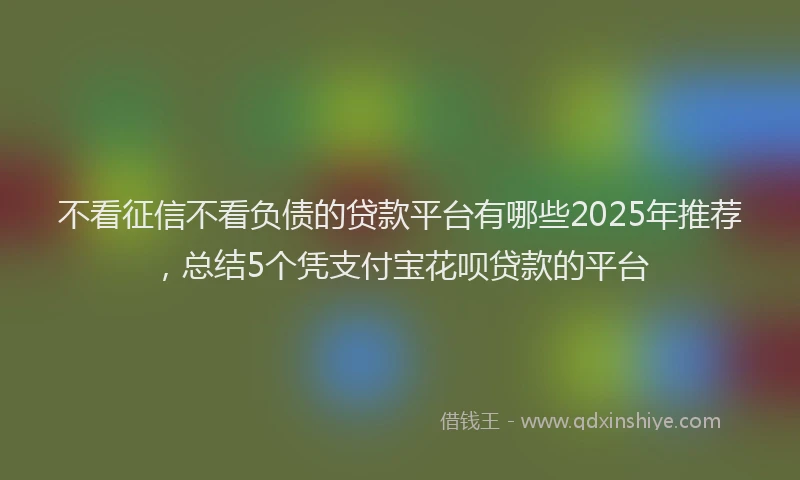 不看征信不看负债的贷款平台有哪些2025年推荐，总结5个凭支付宝花呗贷款的平台