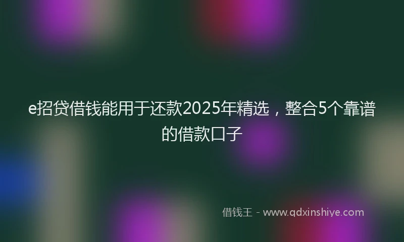 e招贷借钱能用于还款2025年精选，整合5个靠谱的借款口子