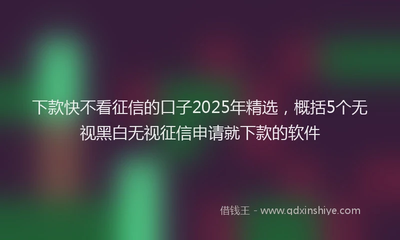 下款快不看征信的口子2025年精选，概括5个无视黑白无视征信申请就下款的软件