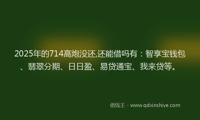 2025年的714高炮没还,还能借吗有：智享宝钱包、翡翠分期、日日盈、易贷通宝、我来贷等。