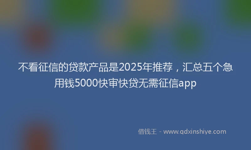 不看征信的贷款产品是2025年推荐，汇总五个急用钱5000快审快贷无需征信app