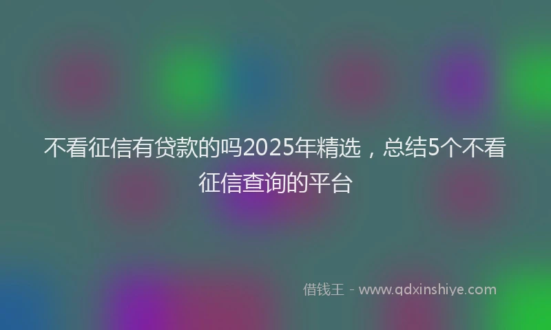 不看征信有贷款的吗2025年精选，总结5个不看征信查询的平台