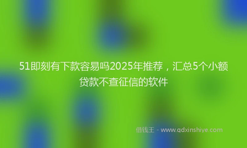 51即刻有下款容易吗2025年推荐，汇总5个小额贷款不查征信的软件