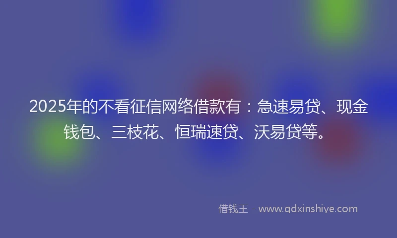 2025年的不看征信网络借款有：急速易贷、现金钱包、三枝花、恒瑞速贷、沃易贷等。