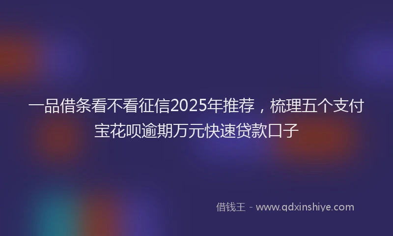 一品借条看不看征信2025年推荐，梳理五个支付宝花呗逾期万元快速贷款口子
