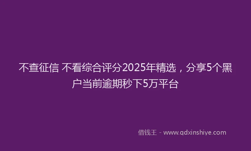 不查征信 不看综合评分2025年精选，分享5个黑户当前逾期秒下5万平台