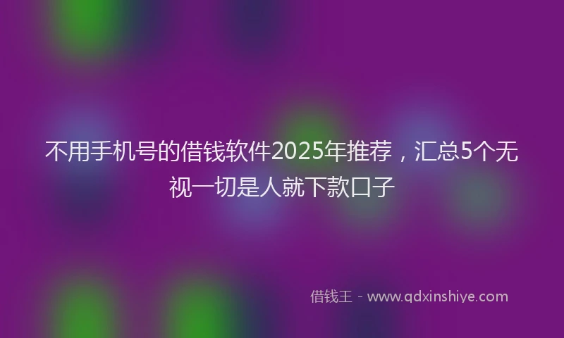 不用手机号的借钱软件2025年推荐，汇总5个无视一切是人就下款口子