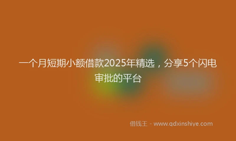 一个月短期小额借款2025年精选，分享5个闪电审批的平台