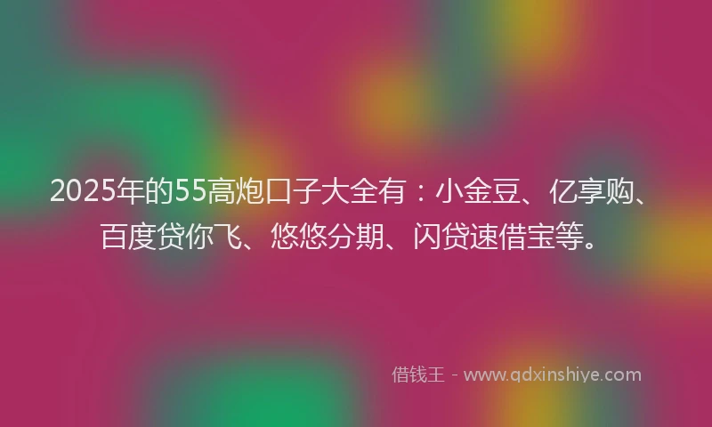 2025年的55高炮口子大全有：小金豆、亿享购、百度贷你飞、悠悠分期、闪贷速借宝等。