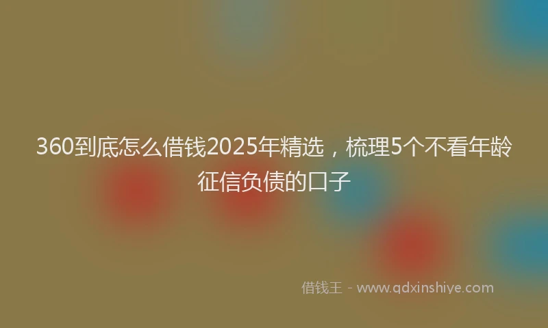 360到底怎么借钱2025年精选，梳理5个不看年龄征信负债的口子