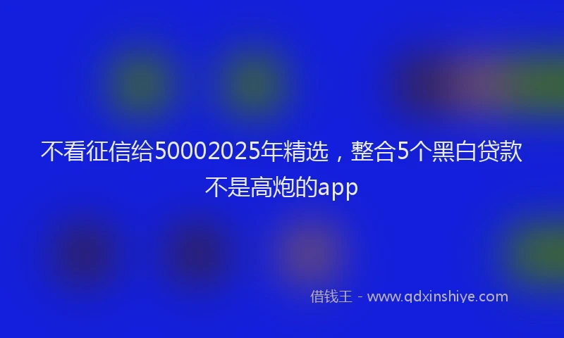 不看征信给50002025年精选，整合5个黑白贷款不是高炮的app