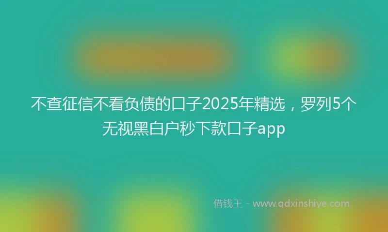 不查征信不看负债的口子2025年精选，罗列5个无视黑白户秒下款口子app