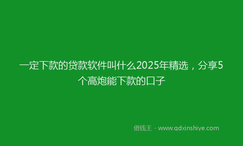 一定下款的贷款软件叫什么2025年精选，分享5个高炮能下款的口子