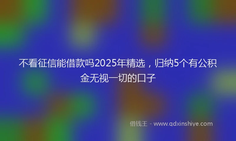 不看征信能借款吗2025年精选，归纳5个有公积金无视一切的口子