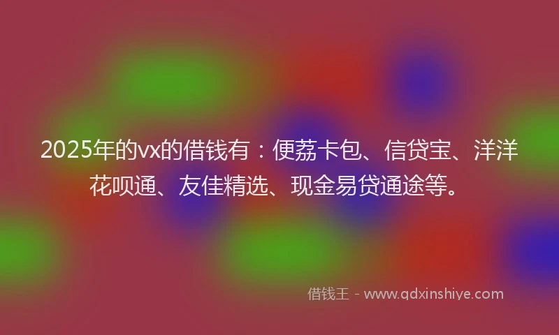 2025年的vx的借钱有：便荔卡包、信贷宝、洋洋花呗通、友佳精选、现金易贷通途等。