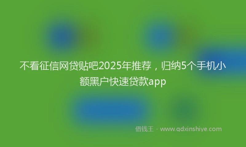 不看征信网贷贴吧2025年推荐，归纳5个手机小额黑户快速贷款app