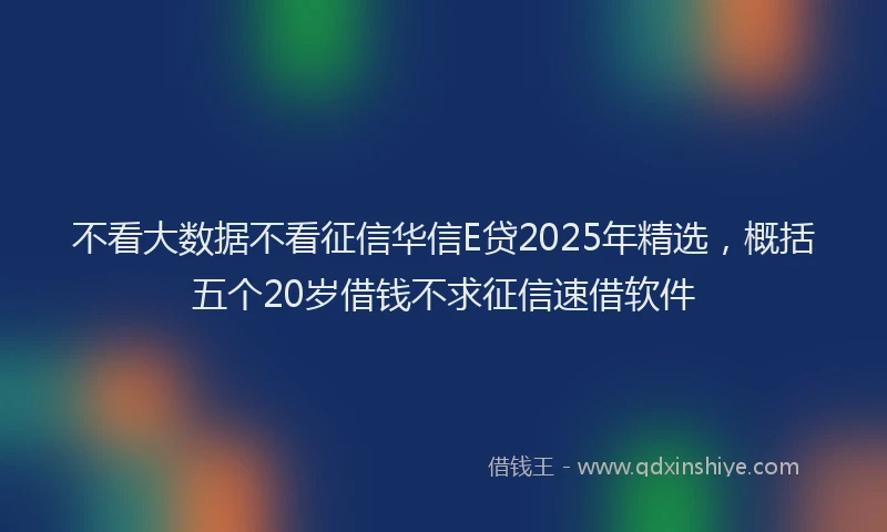 不看大数据不看征信华信E贷2025年精选，概括五个20岁借钱不求征信速借软件