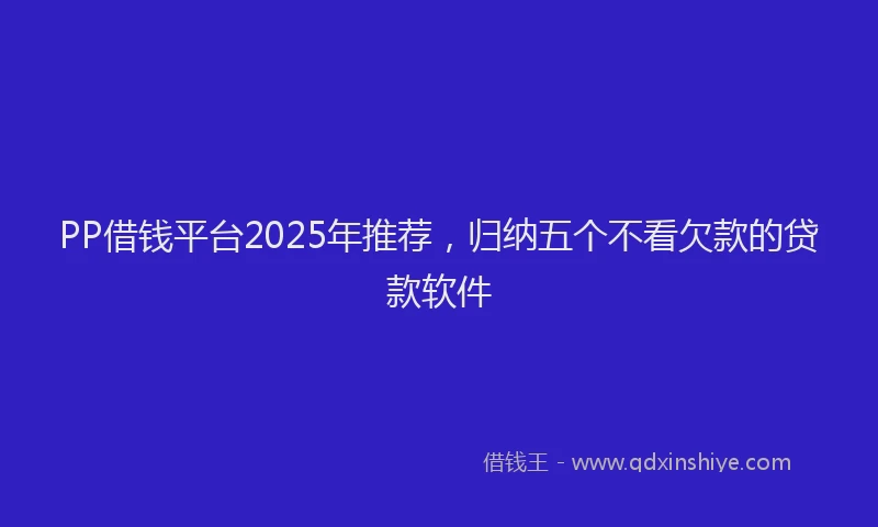 PP借钱平台2025年推荐，归纳五个不看欠款的贷款软件