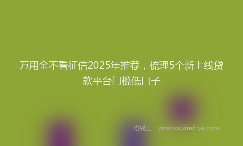 万用金不看征信2025年推荐，梳理5个新上线贷款平台门槛低口子