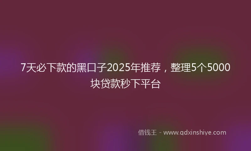 7天必下款的黑口子2025年推荐，整理5个5000块贷款秒下平台