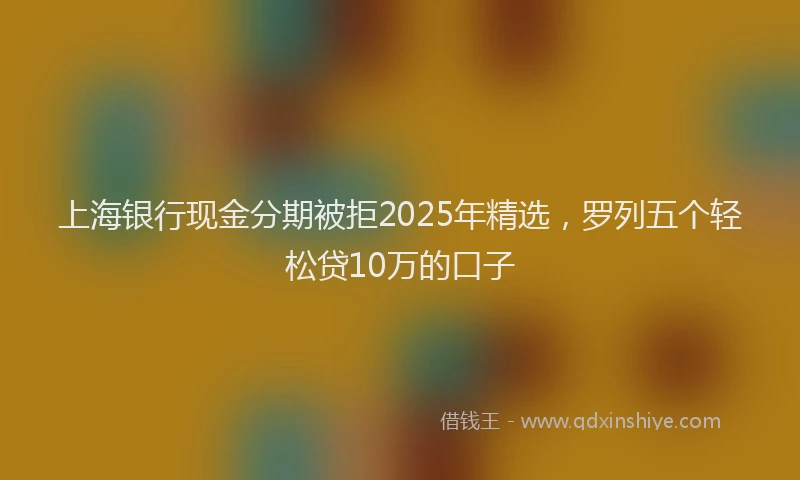 上海银行现金分期被拒2025年精选，罗列五个轻松贷10万的口子