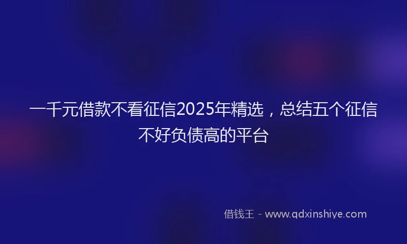 一千元借款不看征信2025年精选，总结五个征信不好负债高的平台