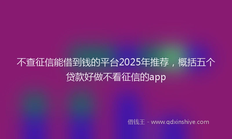 不查征信能借到钱的平台2025年推荐，概括五个贷款好做不看征信的app