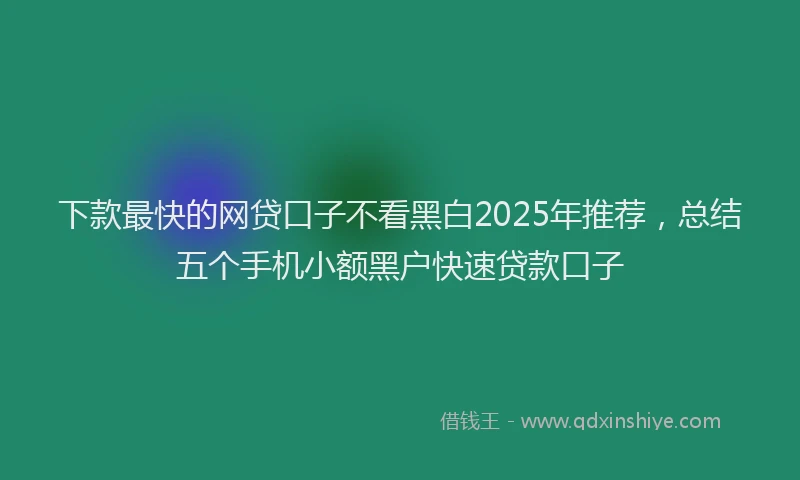 下款最快的网贷口子不看黑白2025年推荐，总结五个手机小额黑户快速贷款口子