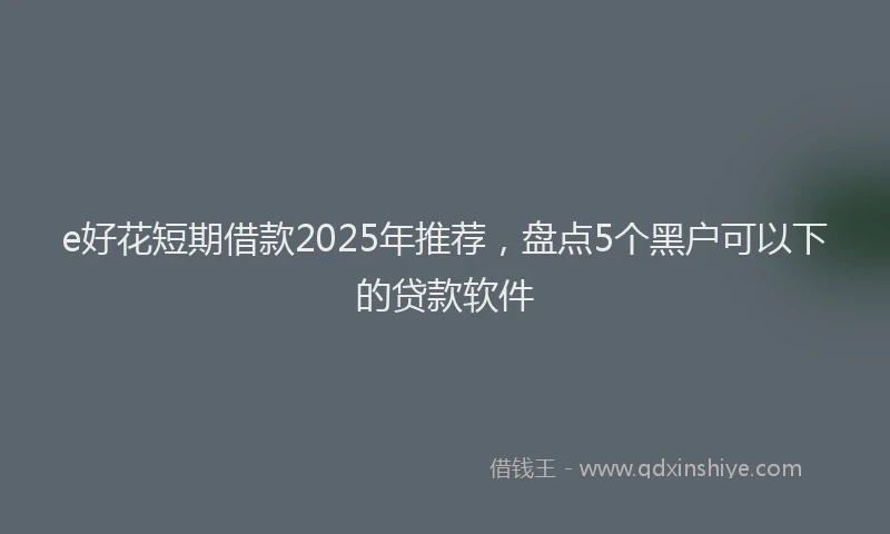 e好花短期借款2025年推荐，盘点5个黑户可以下的贷款软件