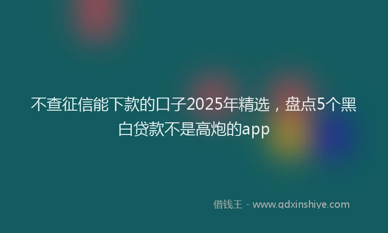 不查征信能下款的口子2025年精选，盘点5个黑白贷款不是高炮的app