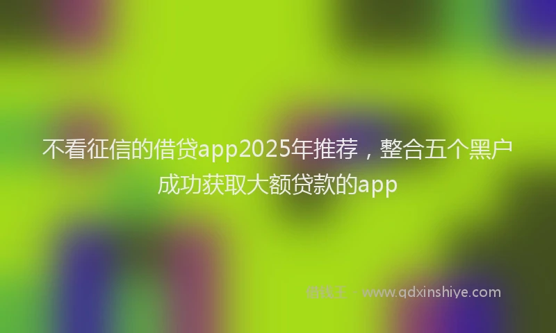 不看征信的借贷app2025年推荐，整合五个黑户成功获取大额贷款的app
