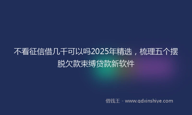 不看征信借几千可以吗2025年精选，梳理五个摆脱欠款束缚贷款新软件