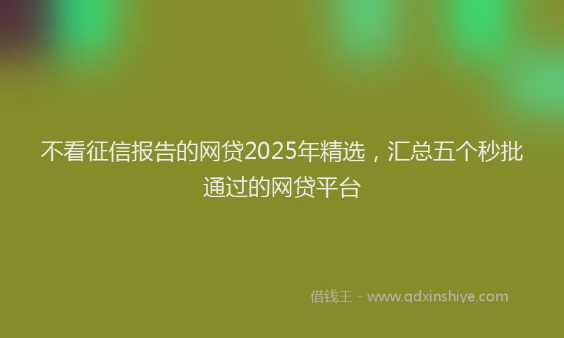 不看征信报告的网贷2025年精选，汇总五个秒批通过的网贷平台