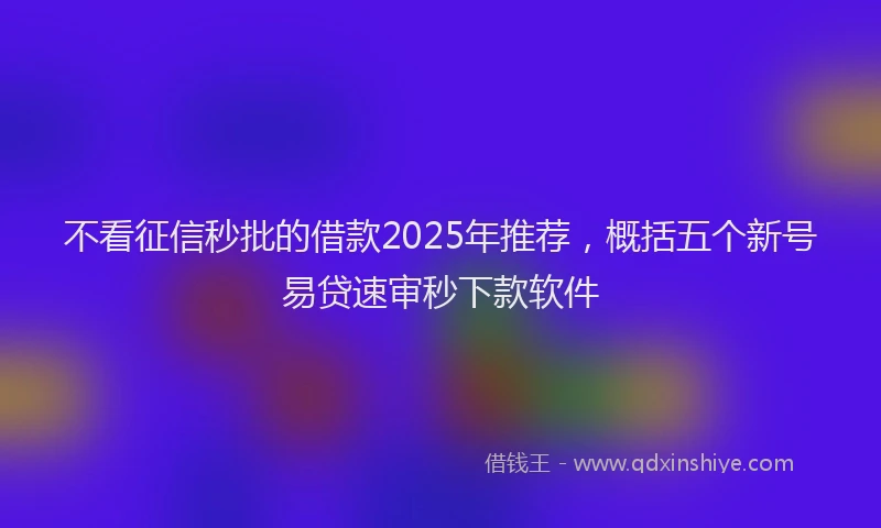 不看征信秒批的借款2025年推荐，概括五个新号易贷速审秒下款软件