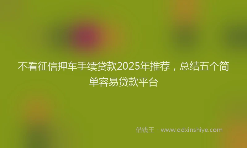 不看征信押车手续贷款2025年推荐，总结五个简单容易贷款平台